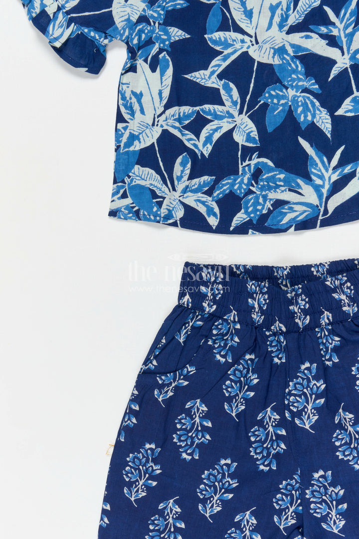 The Nesavu Girls Co-Ord Sets Girls Cotton Printed Co Ord Set for Stylish Summer Looks Nesavu Nesavu Girls Cotton Printed Co Ord Set With Short Sleeve Top For Summer Outings