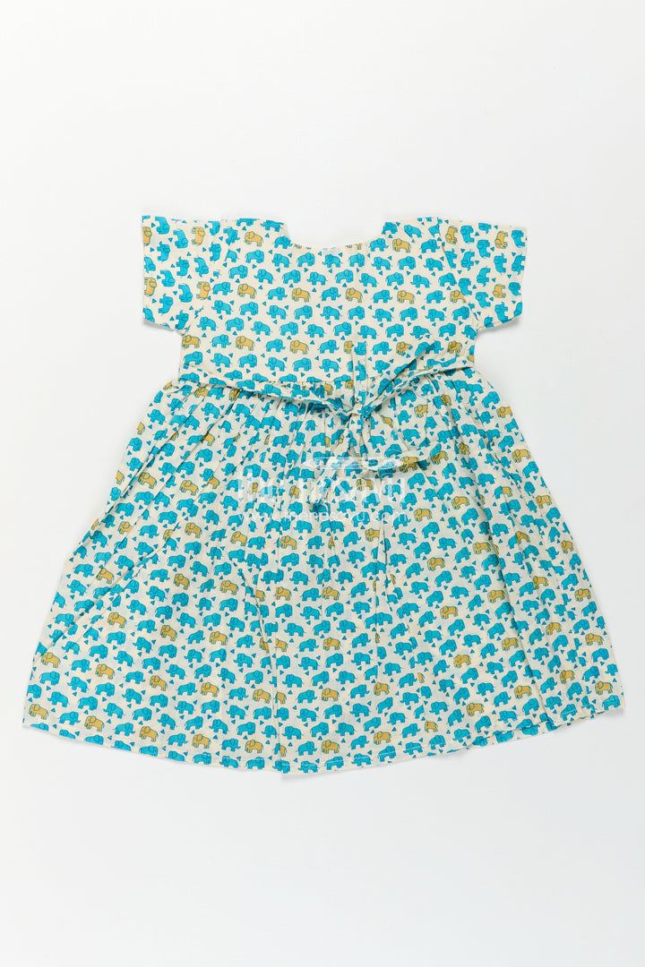 The Nesavu Girls Cotton Frock Girls Cotton Printed Frock with Front Button Frock Design and Cute Elephant Motif Pattern Nesavu Girls Cotton Printed Frock Front Button Design Playful Elephant Motif Daily Comfort | The Nesavu