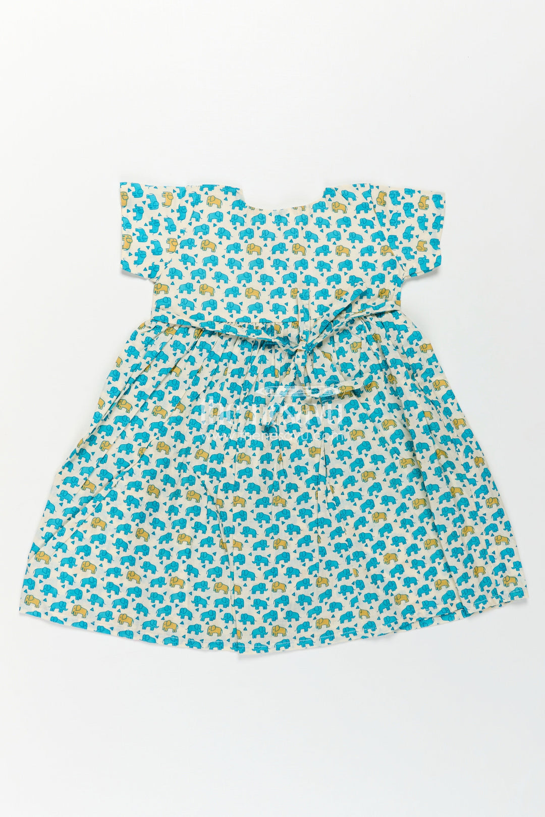 The Nesavu Girls Cotton Frock Girls Cotton Printed Frock with Front Button Frock Design and Cute Elephant Motif Pattern Nesavu Girls Cotton Printed Frock Front Button Design Playful Elephant Motif Daily Comfort | The Nesavu