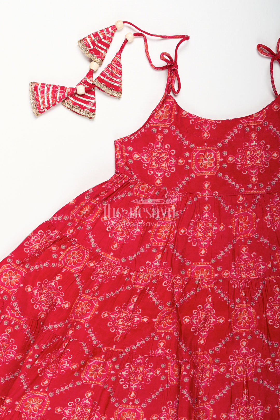 The Nesavu Girls Sharara / Plazo Set Girls Cotton Sharara Set with Digital Print for Festive Occasions Nesavu Nesavu girls red cotton sharara set with digital print for festive and ethnic functions