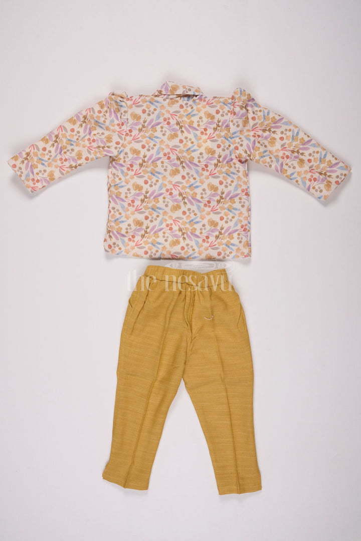 The Nesavu Girls Sharara / Plazo Set Girls Cotton Sharara Set with Festive Floral Blazer and Coordinated Pants for Parties Nesavu Nesavu Girls Cotton Sharara Set Floral Blazer Tailored Pants Parties