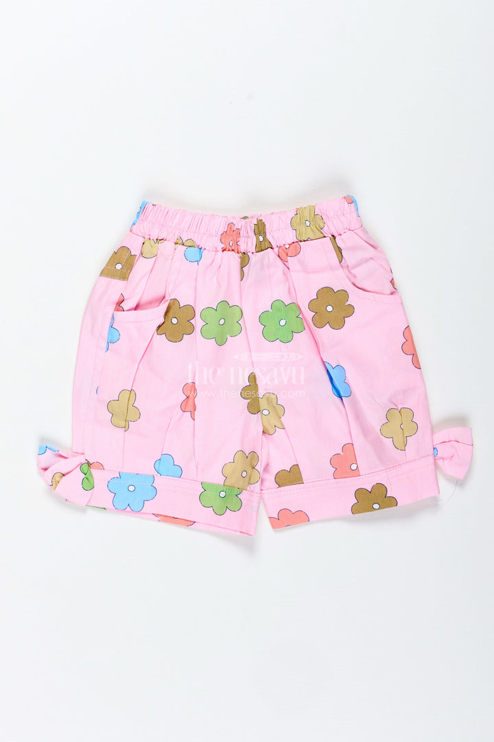 The Nesavu Girls Shorts Girls Cotton Shorts for Playtime and Everyday Wear Nesavu 22 (4Y) / Pink LBW047A-22 Nesavu Girls Printed Cotton Shorts Playtime School Days Casual Summer Wear