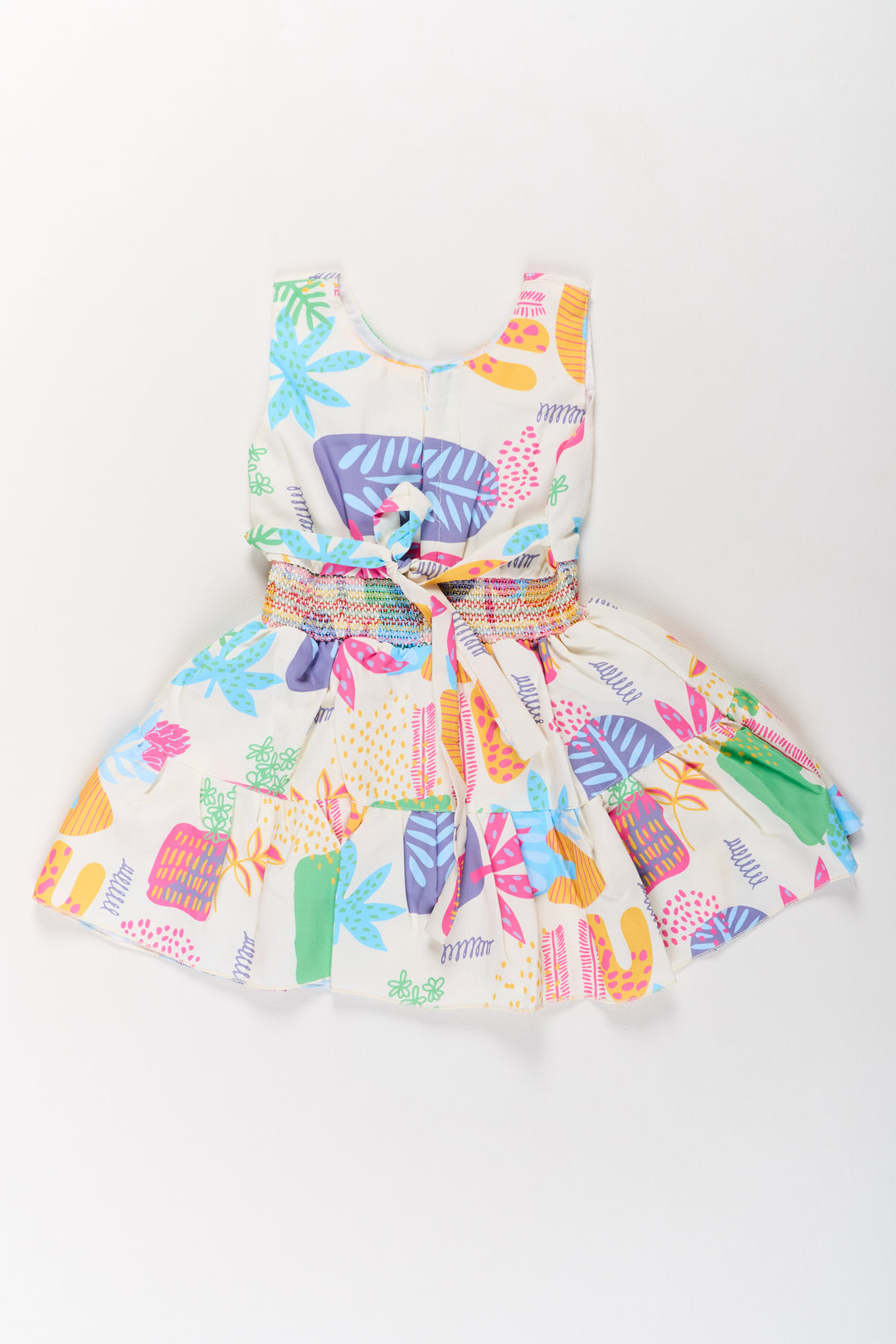 The Nesavu Girls Cotton Frock Girls Cotton Sleeveless Frock with Vibrant Prints and Peter Pan Collar Nesavu Girls Cotton Sleeveless Frock Smocked Bodice Vibrant Prints | The Nesavu