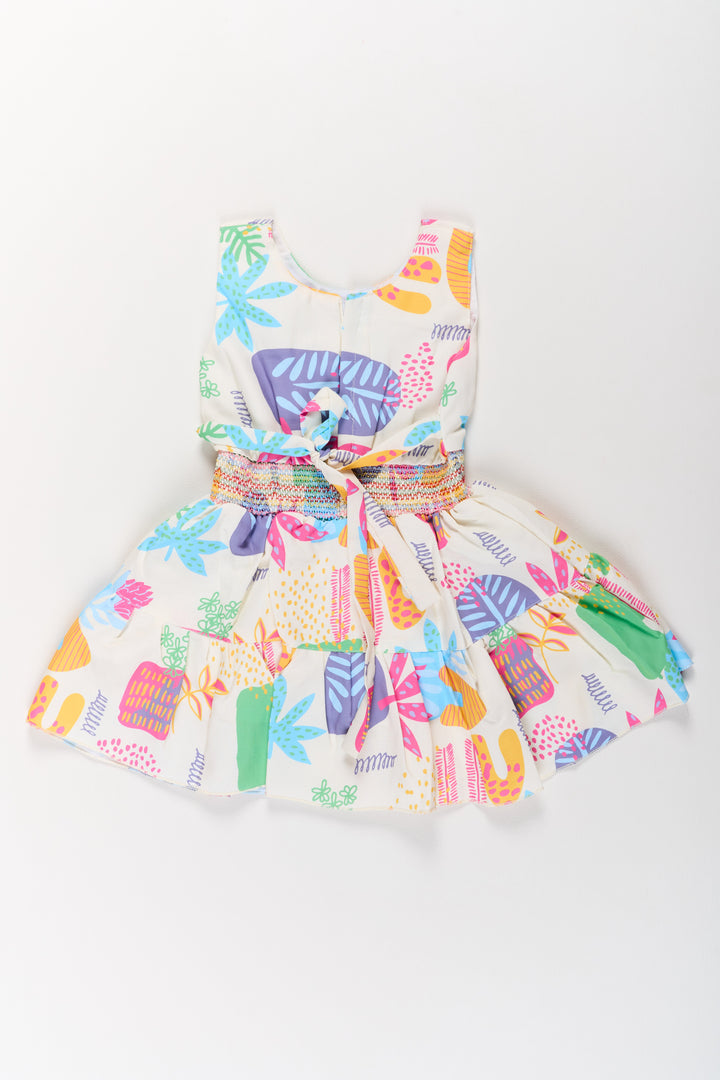 The Nesavu Girls Cotton Frock Girls Cotton Sleeveless Frock with Vibrant Prints and Peter Pan Collar Nesavu Girls Cotton Sleeveless Frock Smocked Bodice Vibrant Prints | The Nesavu
