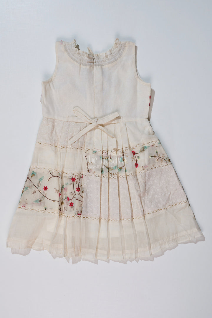 The Nesavu Girls Cotton Frock Girls Cream Color Frock with Embroidery and Pleated Skirt for Casual and Festive Wear Nesavu Girls Cream Color Cotton Frock Embroidery Pleated Skirt Festive Wear | The Nesavu