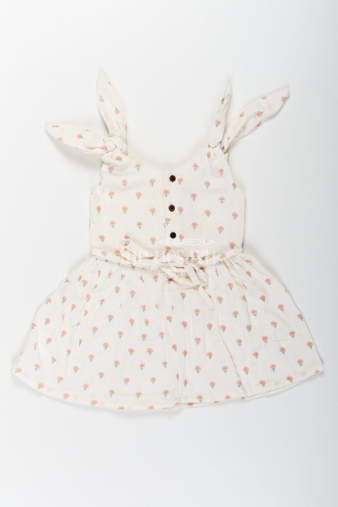 The Nesavu Girls Cotton Frock Girls Cream Muslin Cotton Frock with Allover Floral Print Perfect for Summer Collection for Toddlers and Kids Nesavu Girls Cream Muslin Cotton Frock Floral Print Designed Summer Collection Perfect Casual Days | The Nesavu