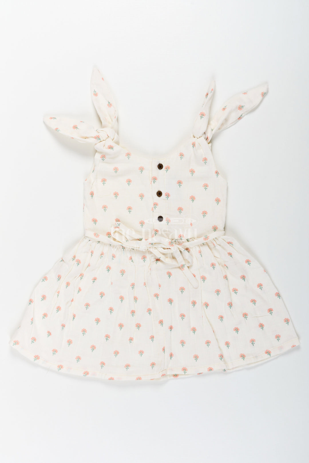 The Nesavu Girls Cotton Frock Girls Cream Muslin Cotton Frock with Allover Floral Print Perfect for Summer Collection for Toddlers and Kids Nesavu Girls Cream Muslin Cotton Frock Floral Print Designed Summer Collection Perfect Casual Days | The Nesavu