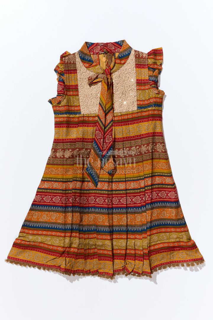 The Nesavu Girls Cotton Frock Girls Cute Cotton Frocks with Ethnic Printed Design and Ruffle Sleeves for a Stylish Look Nesavu Girls Cute Cotton Frocks Ethnic Print Ruffle Sleeves a Stylish Look | The Nesavu