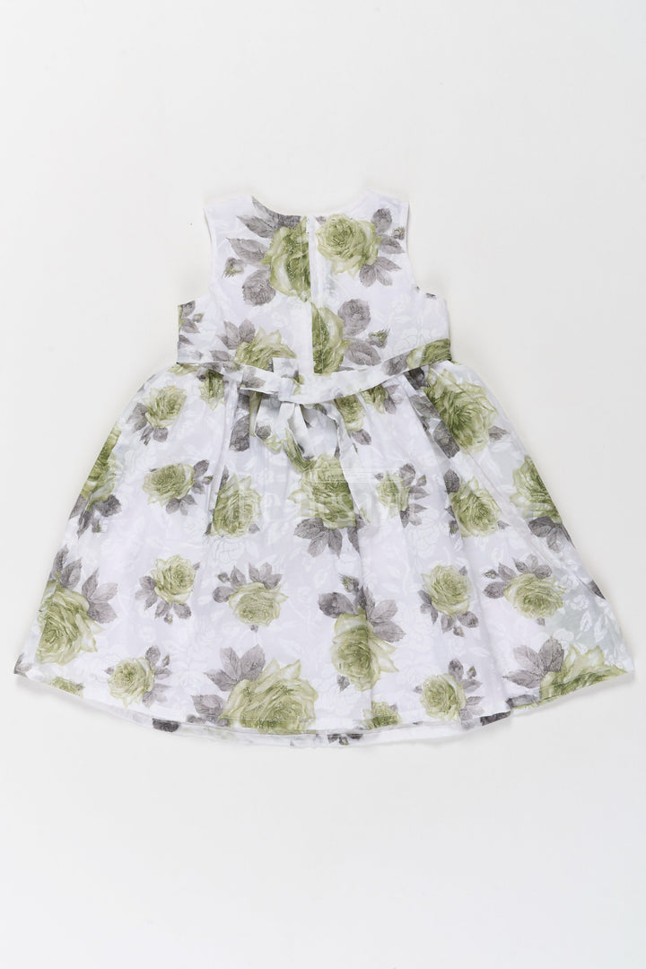 The Nesavu Girls Fancy Frock Girls Daily Wear Cotton Frock with Subtle Green Floral Print Nesavu Nesavu Girls Daily Wear Cotton Frock Subtle Green Floral Print