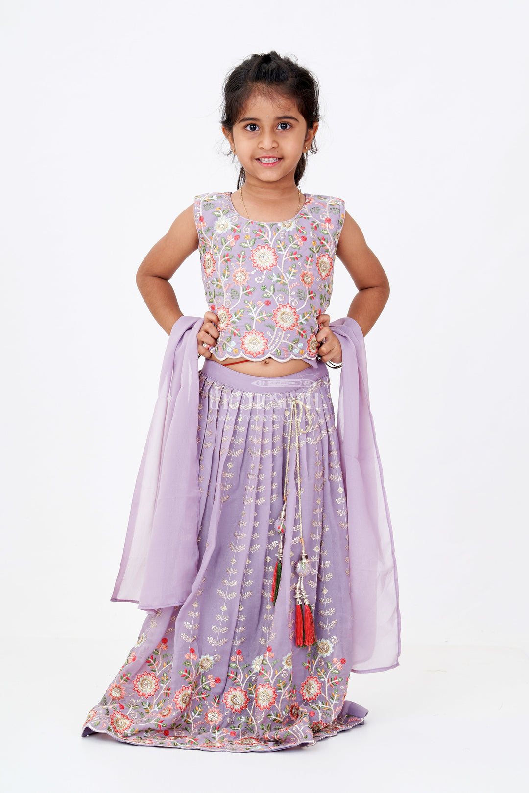 The Nesavu Girls Lehenga Choli Girls Dark Purple Lehenga Choli with Embroidery and Dupatta for Festive and Wedding Wear Nesavu Girls Dark Purple Lehenga Choli Designer Embroidery Dupatta Wedding Wear | The Nesavu