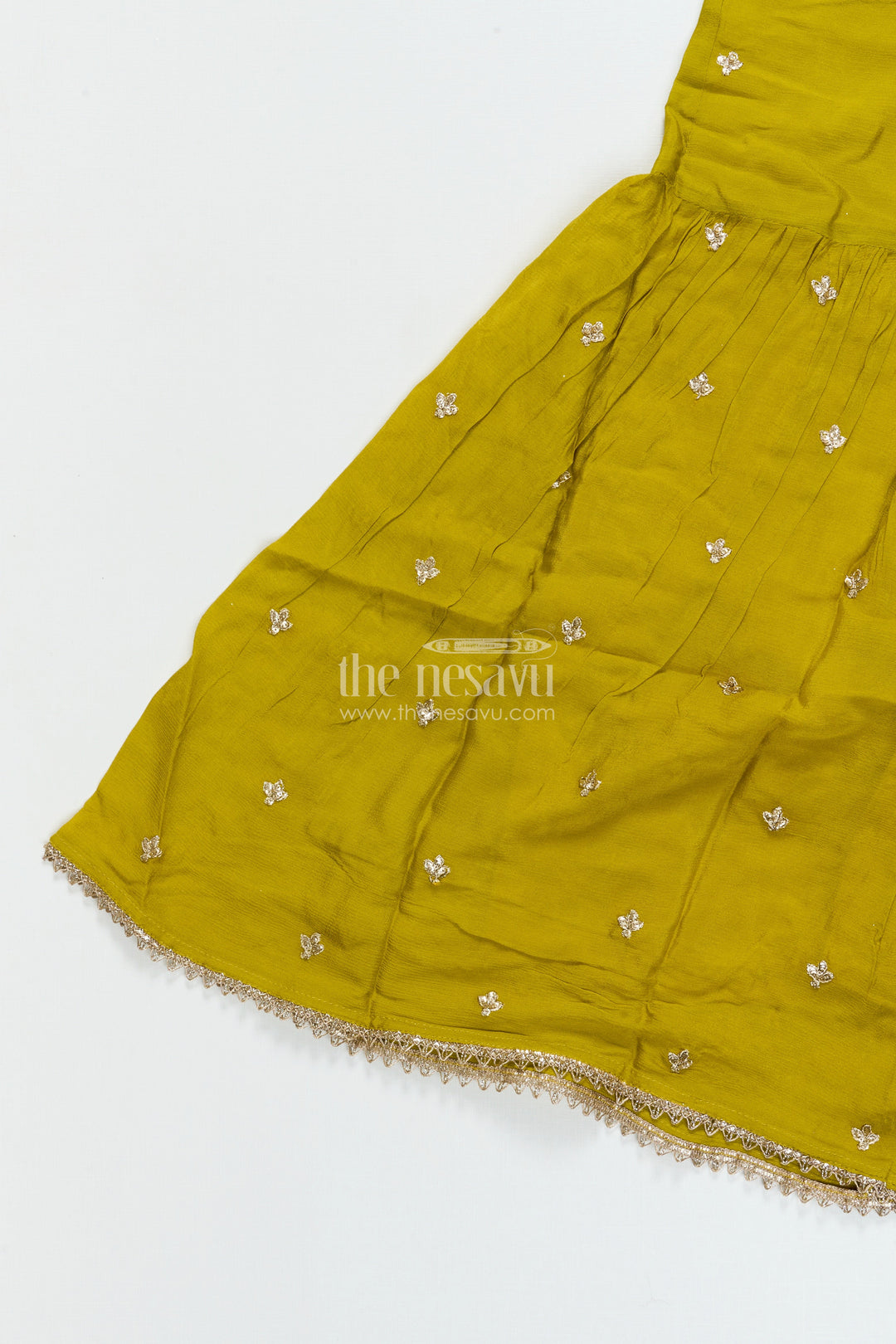 The Nesavu Girls Sharara / Plazo Set Girls Designer Embroidered Georgette Kurta with Pleated Plazo Pants Nesavu Nesavu girls designer plazo set embroidered georgette kurta  festive outfit