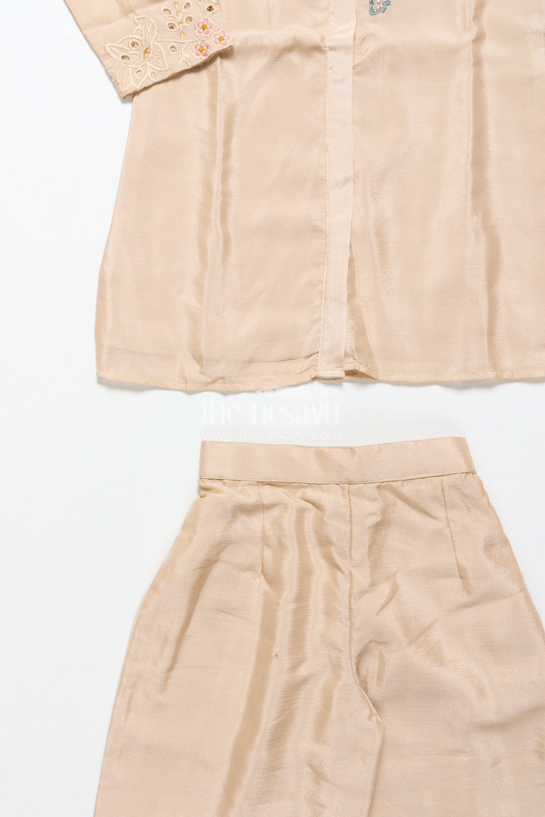 The Nesavu Girls Co-Ord Sets Girls Designer Embroidered Sharara Set for Weddings and Festive Evenings Nesavu Nesavu girls embroidered georgette sharara set weddings festive family occasions