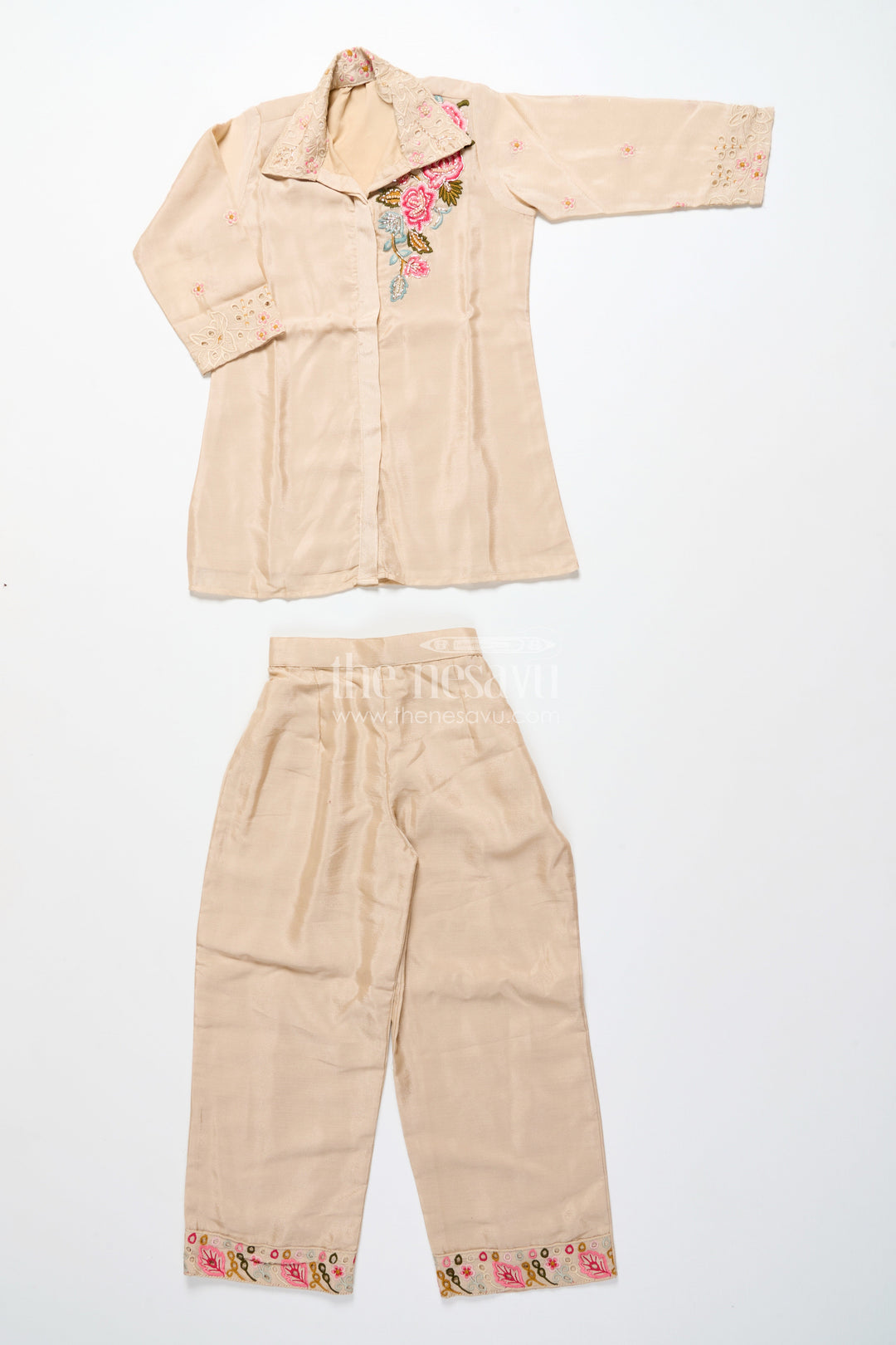 The Nesavu Girls Co-Ord Sets Girls Designer Embroidered Sharara Set for Weddings and Festive Evenings Nesavu Nesavu girls embroidered georgette sharara set weddings festive family occasions