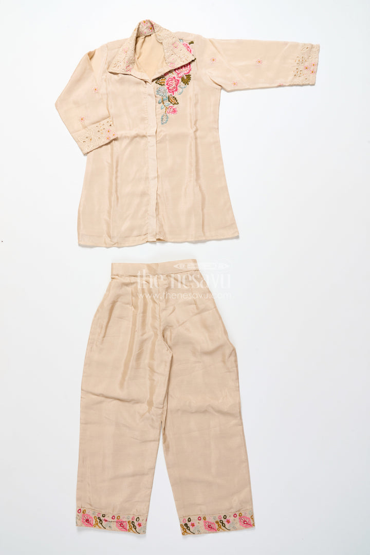 The Nesavu Girls Co-Ord Sets Girls Designer Embroidered Sharara Set for Weddings and Festive Evenings Nesavu Nesavu girls embroidered georgette sharara set weddings festive family occasions