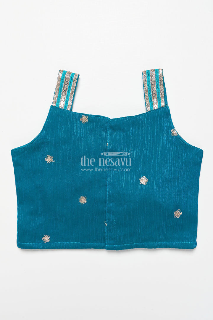 The Nesavu Girls Lehenga Choli Girls Designer Lehenga Choli for Festive Functions and Family Portraits Nesavu Nesavu girls festive lehenga choli organza sequin embroidery made weddings family functions