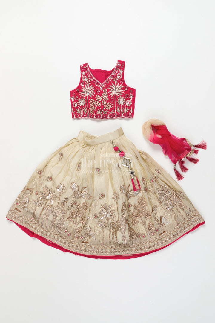 The Nesavu Girls Lehenga Choli Girls Designer Lehenga Choli for Weddings and Festive Occasions Nesavu Nesavu girls lehenga choli tissue silk designer embroidery weddings festivals