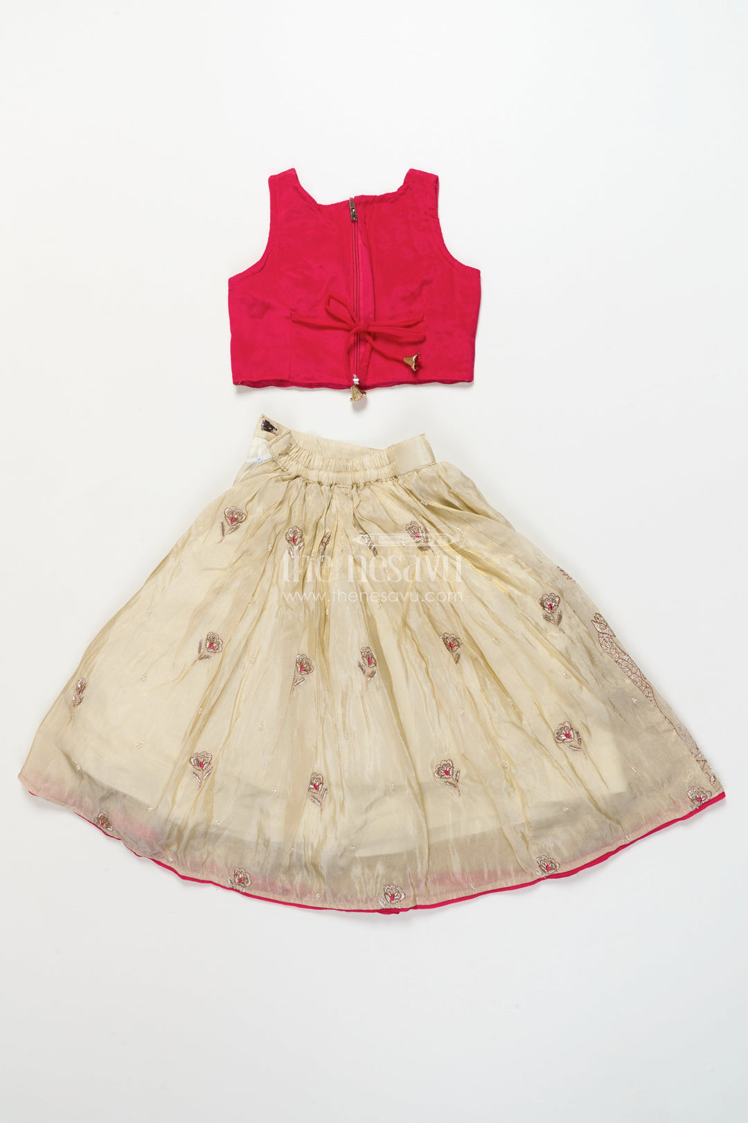 The Nesavu Girls Lehenga Choli Girls Designer Lehenga Choli for Weddings and Festive Occasions Nesavu Nesavu girls lehenga choli tissue silk designer embroidery weddings festivals