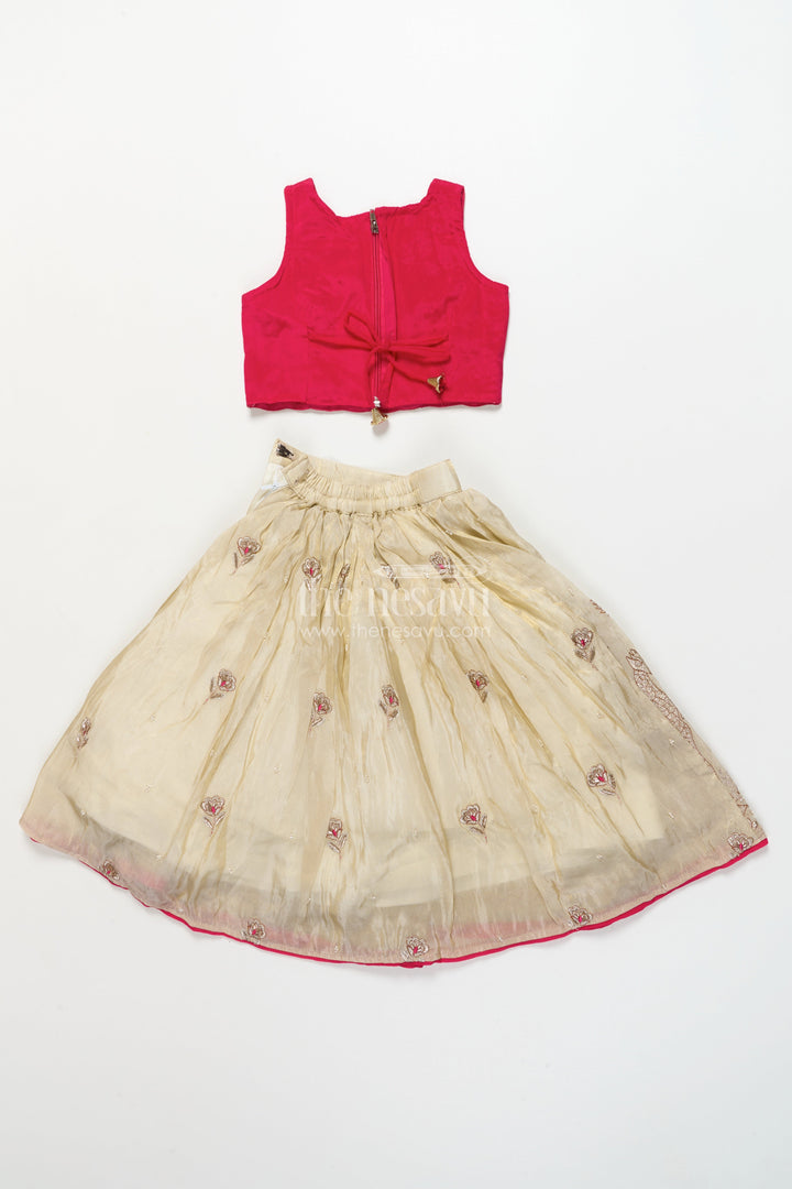 The Nesavu Girls Lehenga Choli Girls Designer Lehenga Choli for Weddings and Festive Occasions Nesavu Nesavu girls lehenga choli tissue silk designer embroidery weddings festivals