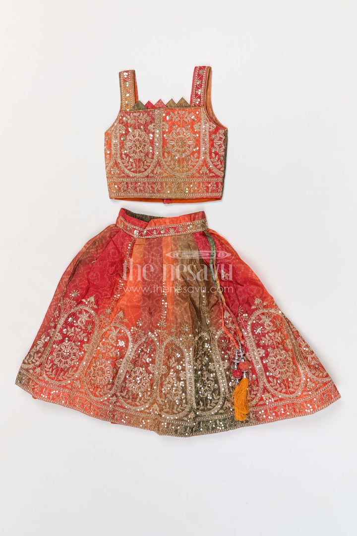The Nesavu Girls Fancy Lehenga Girls Designer Lehenga for Weddings and Diwali Celebrations Nesavu 16 (1Y) / Multicolor / Georgette GL884A-16 Nesavu girls designer georgette lehenga for weddings and festive celebrations with embroidered yoke