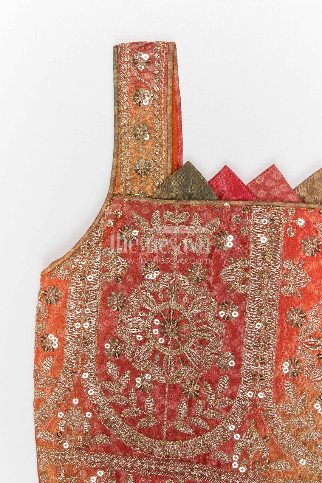 The Nesavu Girls Fancy Lehenga Girls Designer Lehenga for Weddings and Diwali Celebrations Nesavu Nesavu girls designer georgette lehenga for weddings and festive celebrations with embroidered yoke