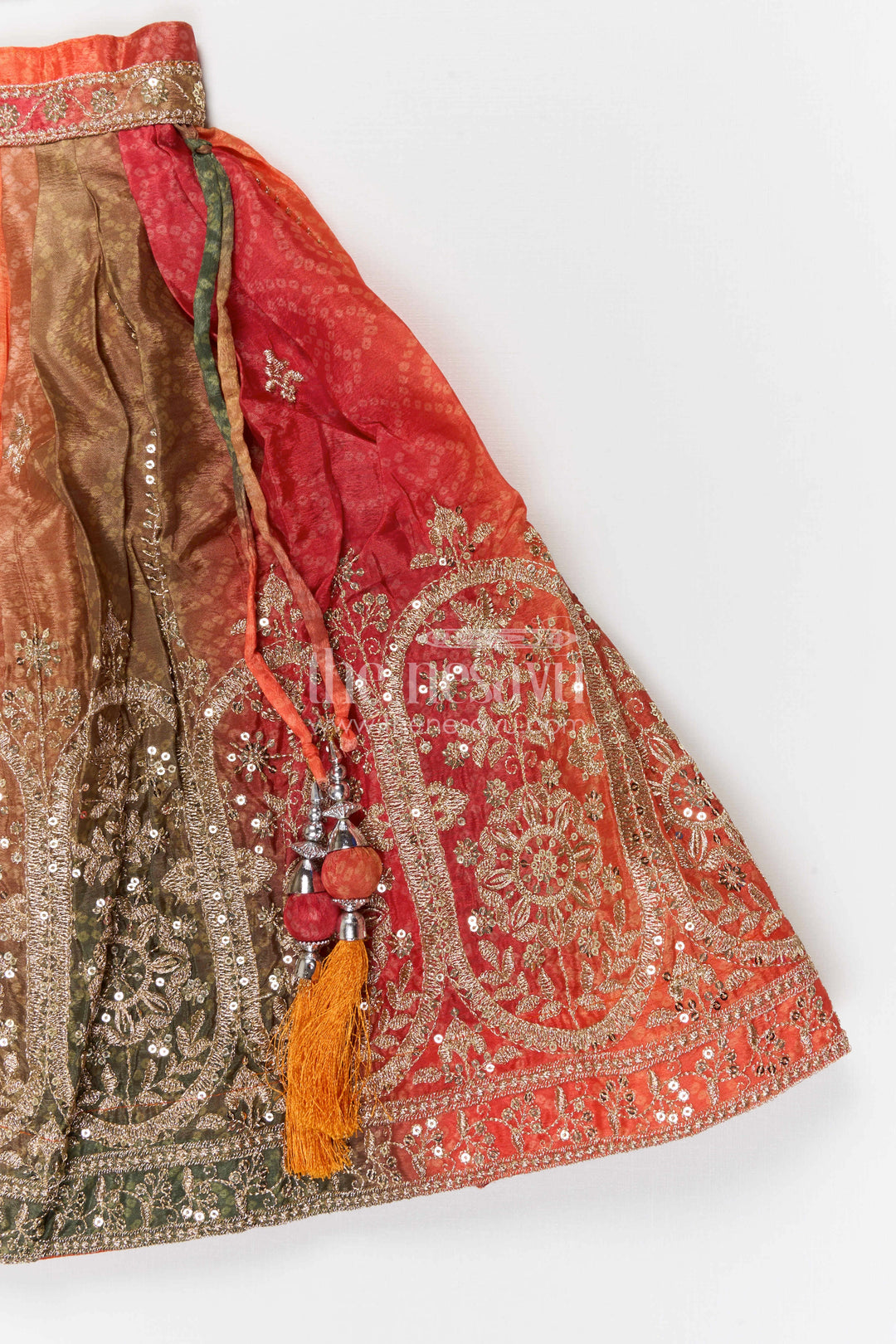 The Nesavu Girls Fancy Lehenga Girls Designer Lehenga for Weddings and Diwali Celebrations Nesavu Nesavu girls designer georgette lehenga for weddings and festive celebrations with embroidered yoke