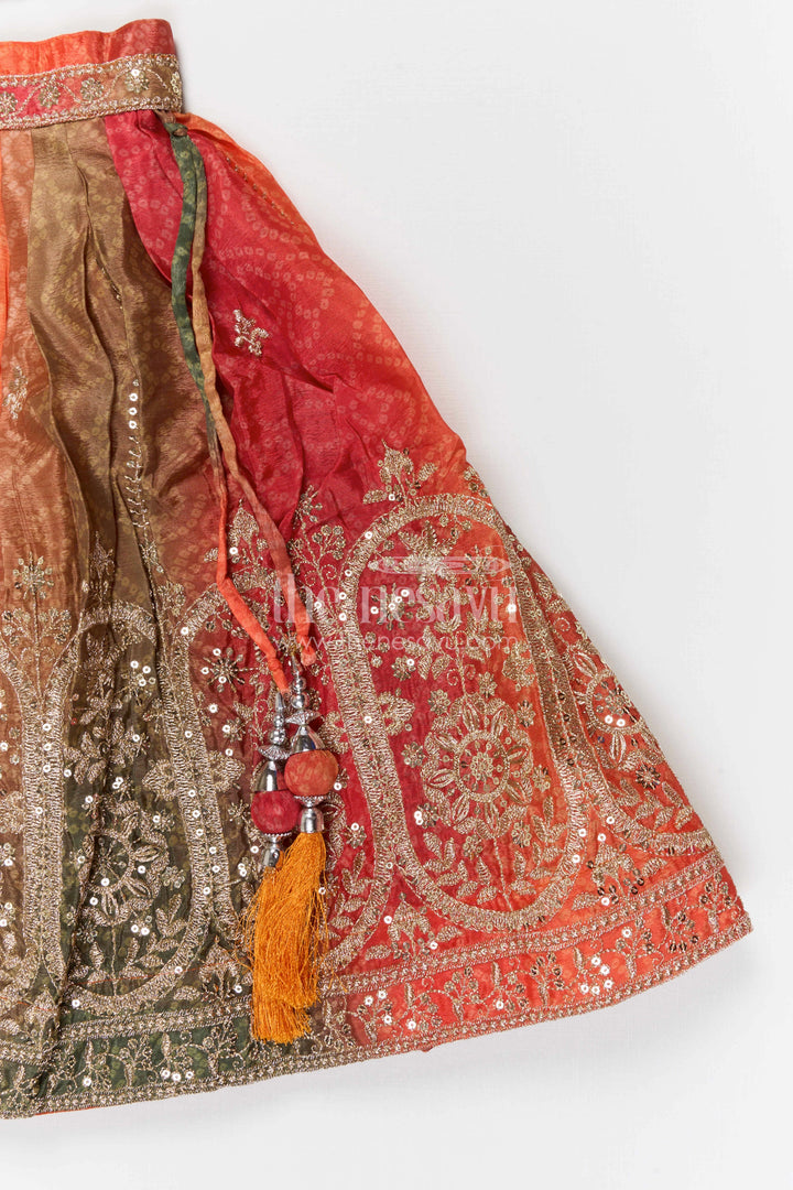 The Nesavu Girls Fancy Lehenga Girls Designer Lehenga for Weddings and Diwali Celebrations Nesavu Nesavu girls designer georgette lehenga for weddings and festive celebrations with embroidered yoke