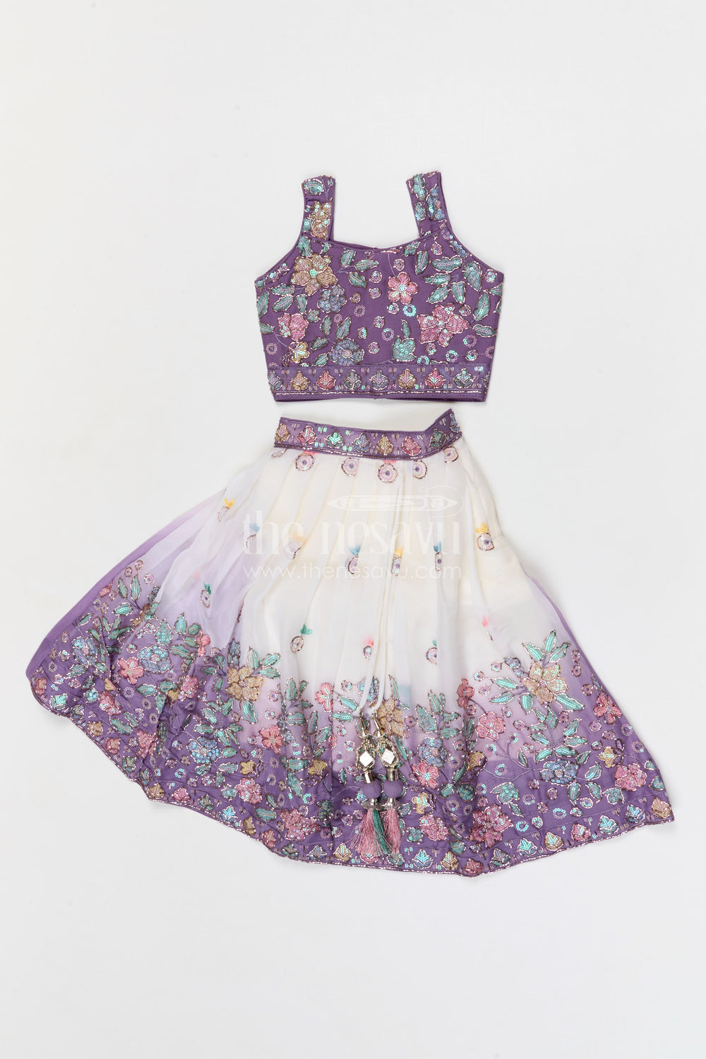 The Nesavu Girls Fancy Lehenga Girls Designer Lehenga for Weddings and Festive Celebrations Nesavu 16 (1Y) / Turquoise / Georgette GL883A-16 Nesavu girls designer lehenga for weddings and festive celebrations with embroidered georgette yoke