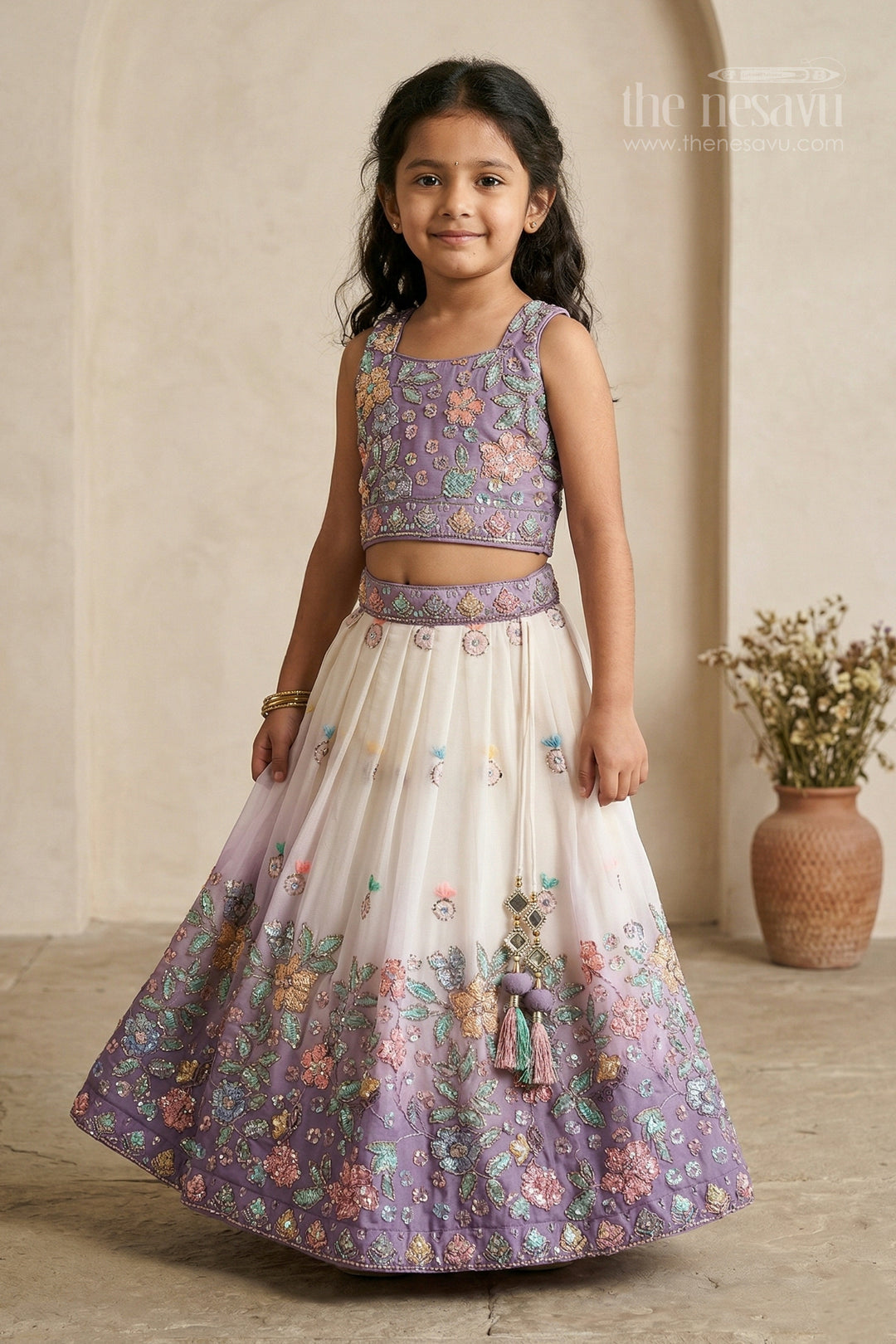 The Nesavu Girls Fancy Lehenga Girls Designer Lehenga for Weddings and Festive Celebrations Nesavu 16 (1Y) / Turquoise / Georgette GL883A-16 Nesavu girls designer lehenga for weddings and festive celebrations with embroidered georgette yoke