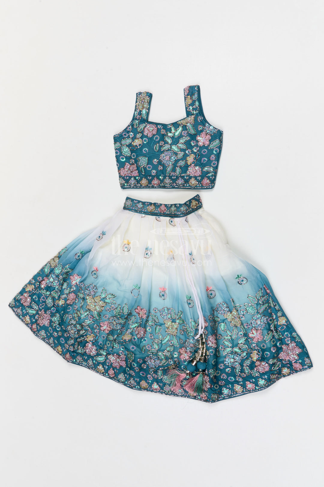 The Nesavu Girls Fancy Lehenga Girls Designer Lehenga for Weddings and Festive Celebrations Nesavu Nesavu girls designer lehenga for weddings and festive celebrations with embroidered georgette yoke