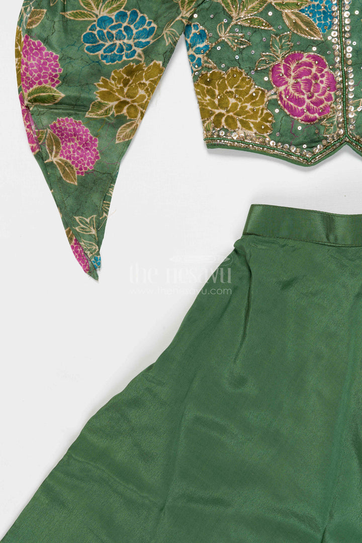 The Nesavu Girls Sharara / Plazo Set Girls Designer Palazzo Set for Weddings and Festive Wear Nesavu Nesavu Girls Georgette Palazzo Set With Designer Sequence Embroidery For Weddings And Festive Occasions