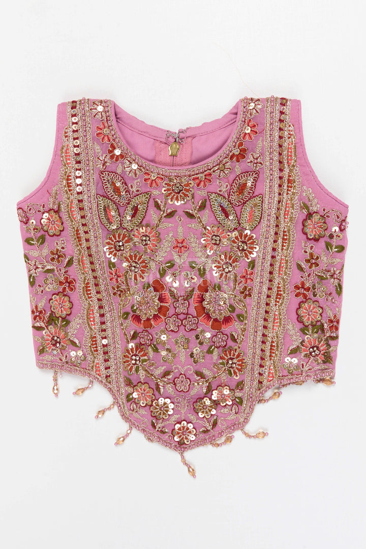 The Nesavu Girls Sharara / Plazo Set Girls Designer Sharara Set for Wedding Receptions Nesavu Nesavu Girls Georgette Sharara Set With Designer Embroidery For Wedding Receptions And Festive Events