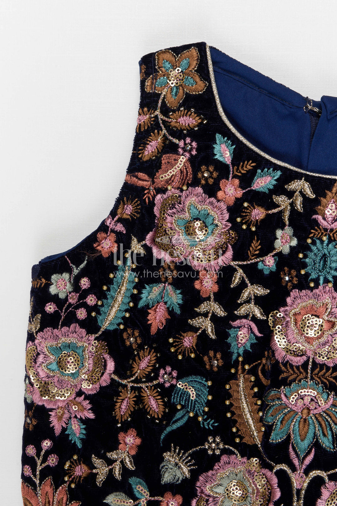 The Nesavu Girls Sharara / Plazo Set Girls Designer Sharara Set for Weddings and Festive Occasions Nesavu Nesavu girls viscose silk sharara set with velvet designer embroidery for weddings and celebrations