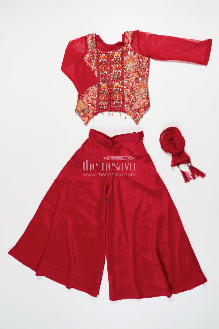 The Nesavu Girls Sharara / Plazo Set Girls Designer Sharara Set for Weddings and Grand Festive Occasions Nesavu Nesavu girls georgette sharara set designer embroidery weddings festive celebrations