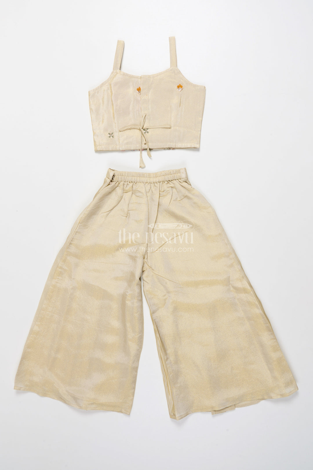 The Nesavu Girls Sharara / Plazo Set Girls Designer Sharara Set with Embroidered Jacket Elegant Layered Ethnic Wear Nesavu Nesavu girls sharara set embroidered jacket festive ethnic wear viscose tissue silk