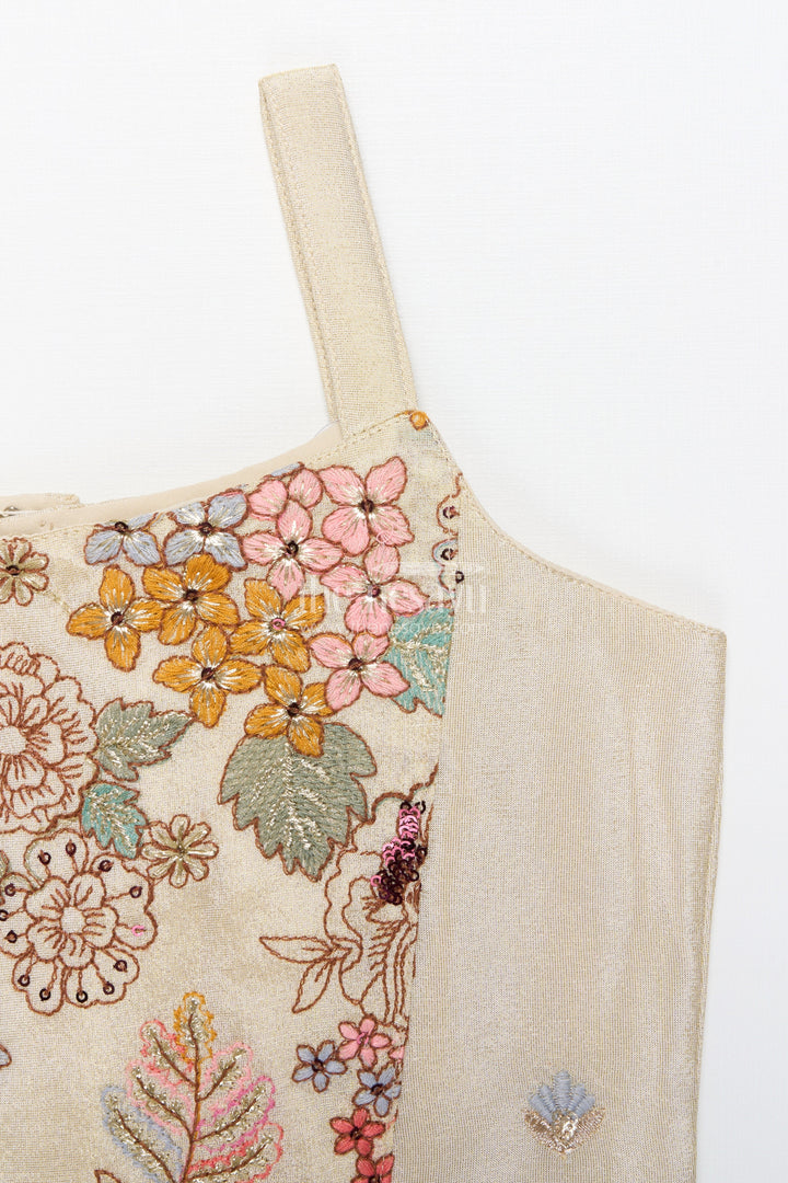 The Nesavu Girls Sharara / Plazo Set Girls Designer Sharara Set with Embroidered Jacket Elegant Layered Ethnic Wear Nesavu Nesavu girls sharara set embroidered jacket festive ethnic wear viscose tissue silk