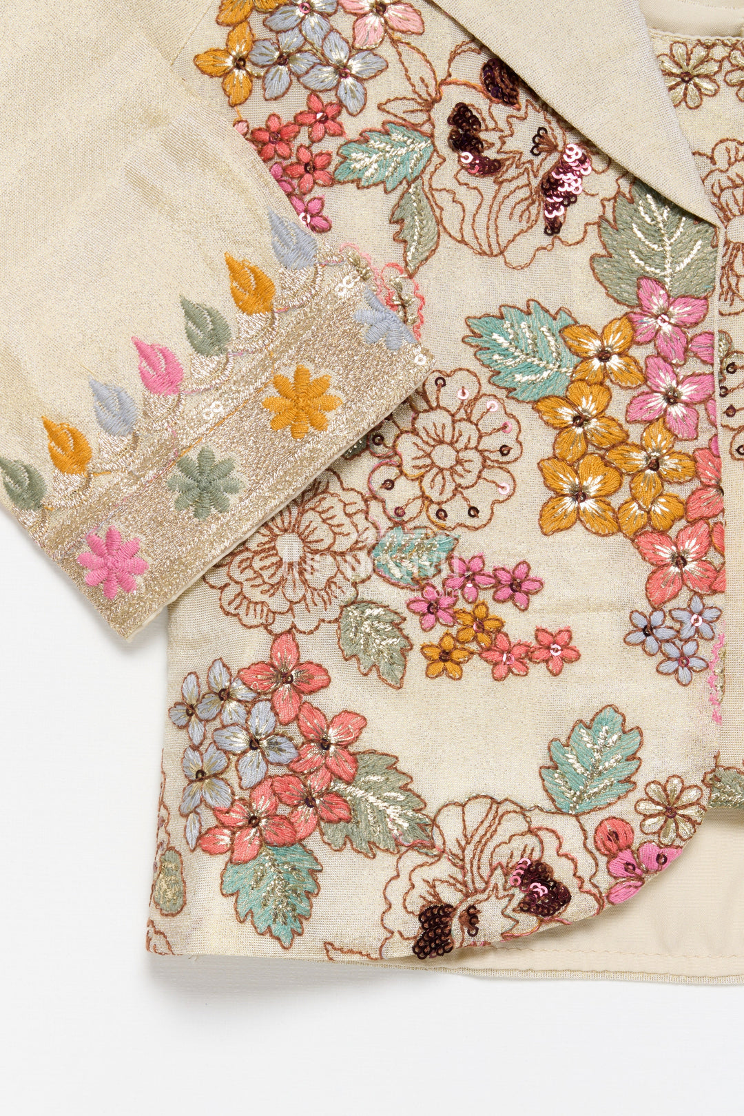 The Nesavu Girls Sharara / Plazo Set Girls Designer Sharara Set with Embroidered Jacket Elegant Layered Ethnic Wear Nesavu Nesavu girls sharara set embroidered jacket festive ethnic wear viscose tissue silk