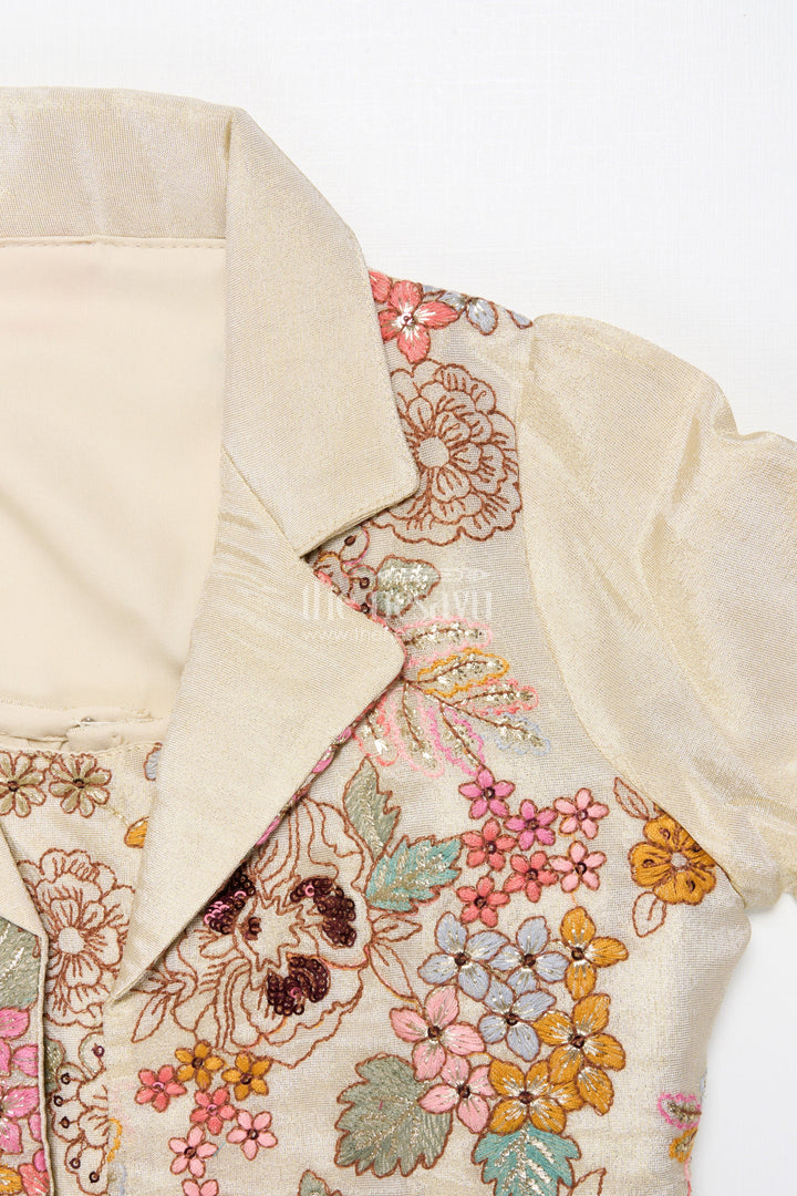 The Nesavu Girls Sharara / Plazo Set Girls Designer Sharara Set with Embroidered Jacket Elegant Layered Ethnic Wear Nesavu Nesavu girls sharara set embroidered jacket festive ethnic wear viscose tissue silk