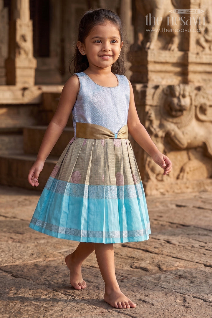 The Nesavu Girls Kanchi Silk Frock Girls Designer Silk Frock Festive Occasions Nesavu Nesavu Girls Semi Designer Kanchivaram Silk Frock For Weddings Receptions And Festive Occasions