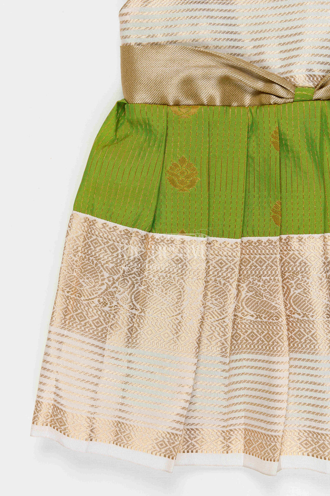 The Nesavu Girls Kanchi Silk Frock Girls Designer Silk Frock for Weddings and Festive Occasions Nesavu Nesavu Girls Semi Designer Wedding Kanchivaram Silk Frock For Weddings And Festive Celebrations