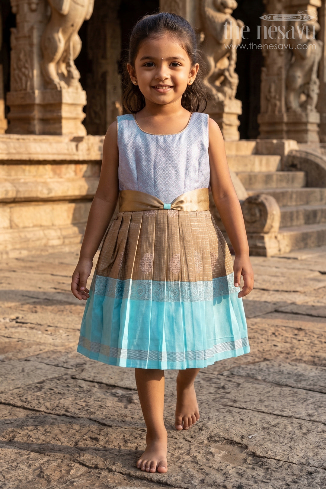 The Nesavu Girls Kanchi Silk Frock Girls Dharmavaram Silk Frock for Weddings and Festive Events Nesavu Nesavu girls dharmavaram silk frock for weddings in bridal designer saree style