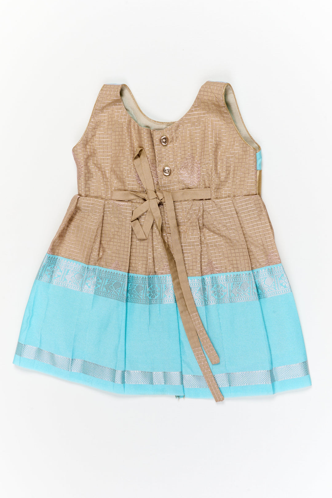 The Nesavu Girls Kanchi Silk Frock Girls Dharmavaram Silk Frock for Weddings and Grand Occasions Nesavu Nesavu girls dharmavaram silk frock for weddings in semi bridal designer saree style