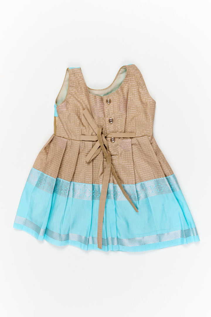 The Nesavu Girls Kanchi Silk Frock Girls Dharmavaram Silk Frock for Weddings and Grand Occasions Nesavu Nesavu girls dharmavaram silk frock for weddings in semi bridal designer saree style