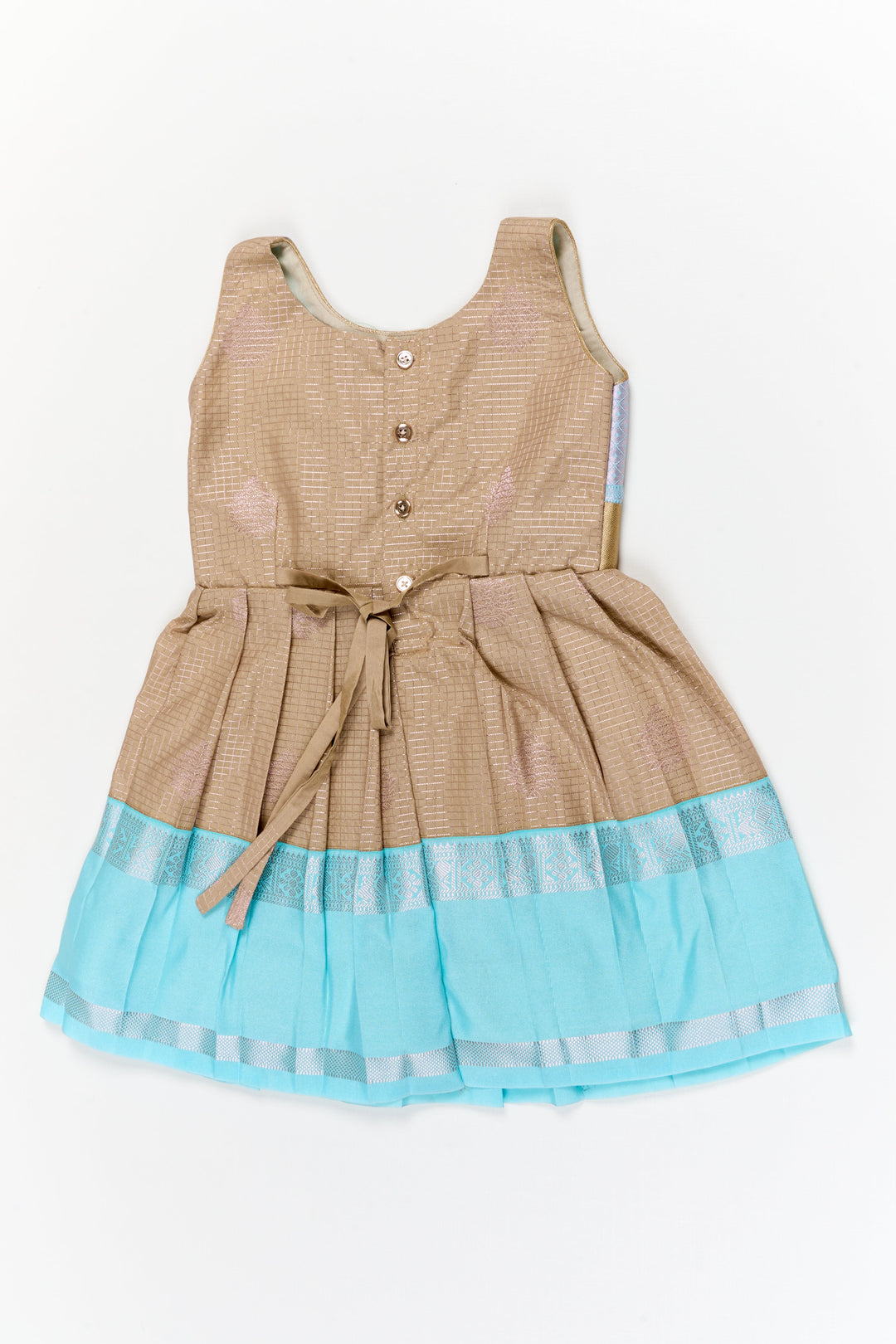 The Nesavu Girls Kanchi Silk Frock Girls Dharmavaram Silk Frock for Weddings and Grand Occasions Nesavu Nesavu girls dharmavaram silk frock for weddings in semi bridal designer saree style