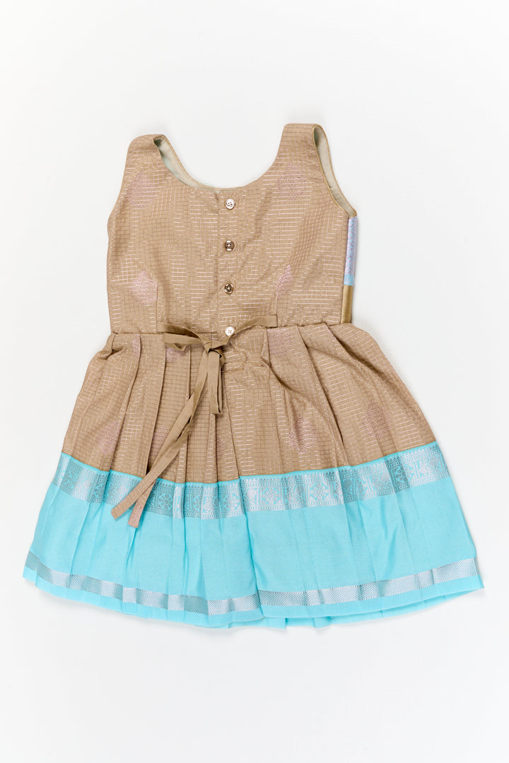 The Nesavu Girls Kanchi Silk Frock Girls Dharmavaram Silk Frock for Weddings and Grand Occasions Nesavu Nesavu girls dharmavaram silk frock for weddings in semi bridal designer saree style