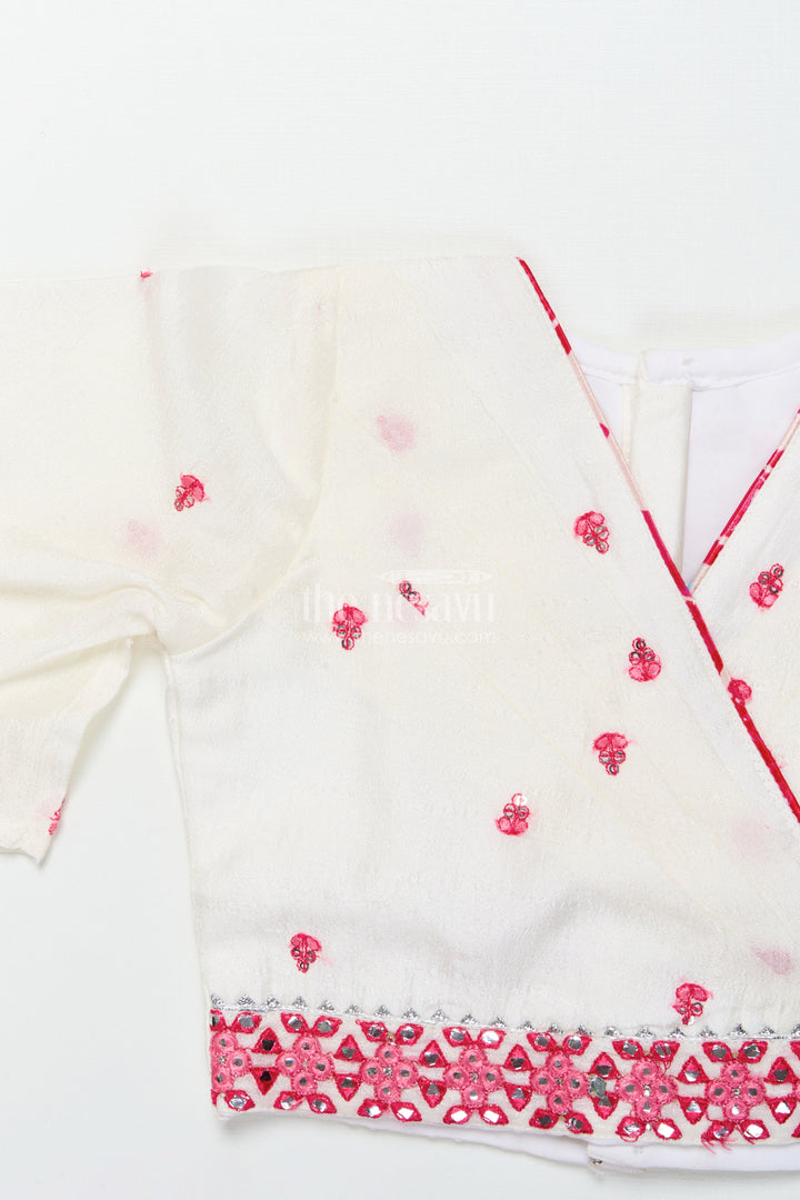 The Nesavu Girls Dothi Sets Girls Dhoti Set for Birthdays and Ethnic Day Celebrations Nesavu Nesavu girls dhoti set printed crepe bottom embroidered georgette top ethnic days