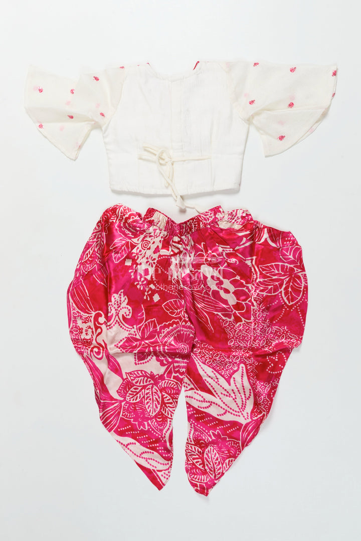 The Nesavu Girls Dothi Sets Girls Dhoti Set for Birthdays and Ethnic Day Celebrations Nesavu Nesavu girls dhoti set printed crepe bottom embroidered georgette top ethnic days