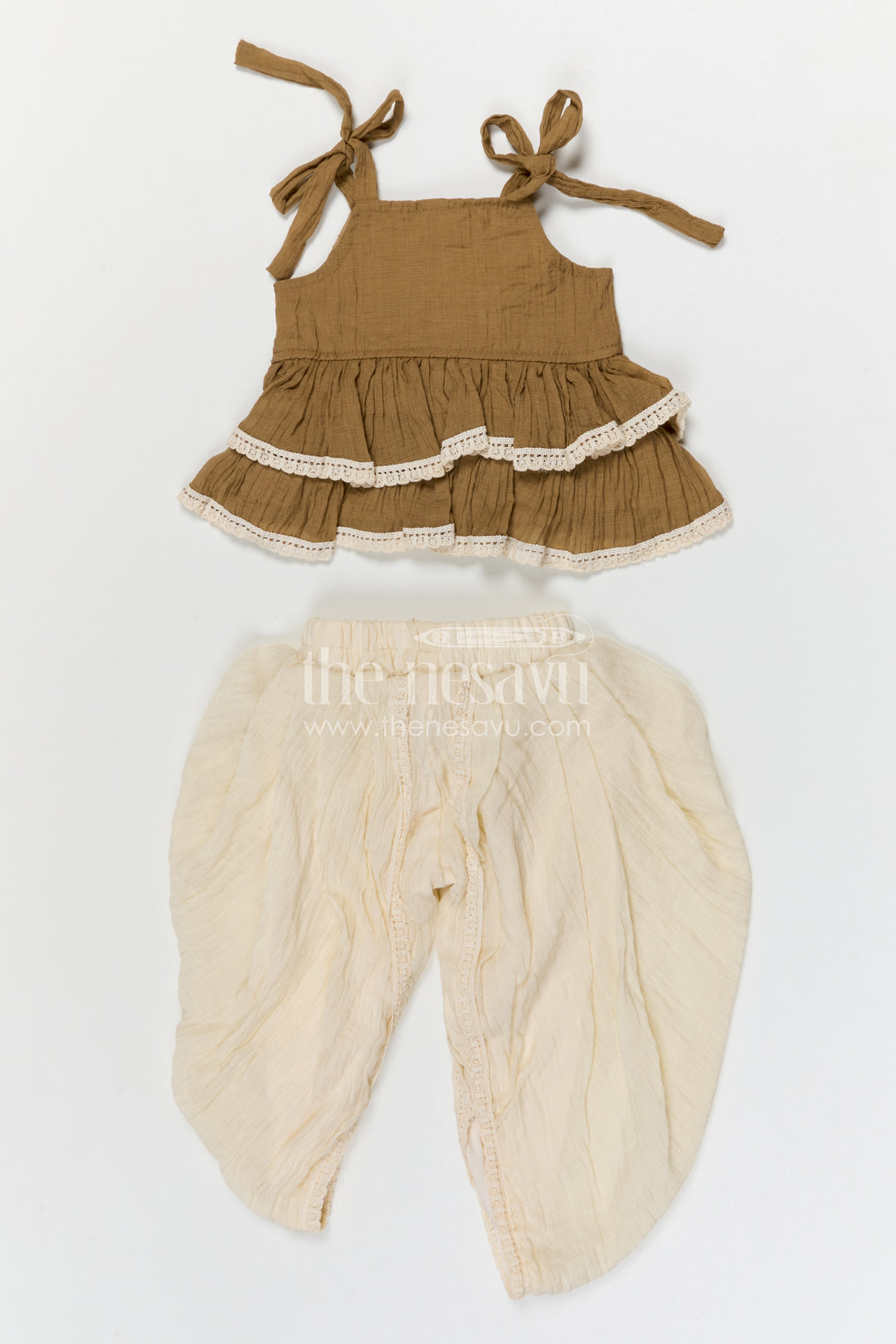 The Nesavu Girls Dothi Sets Girls Dhoti Set for Ethnic Wear and Festive Celebrations Nesavu Nesavu girls dhoti set for ethnic wear with cotton blend fabric breathable festive outfit for kids