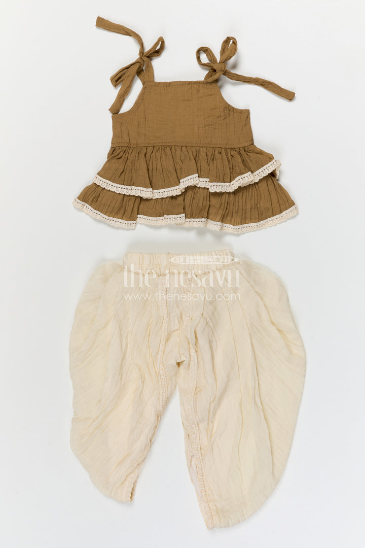 The Nesavu Girls Dothi Sets Girls Dhoti Set for Ethnic Wear and Festive Celebrations Nesavu Nesavu girls dhoti set for ethnic wear with cotton blend fabric breathable festive outfit for kids