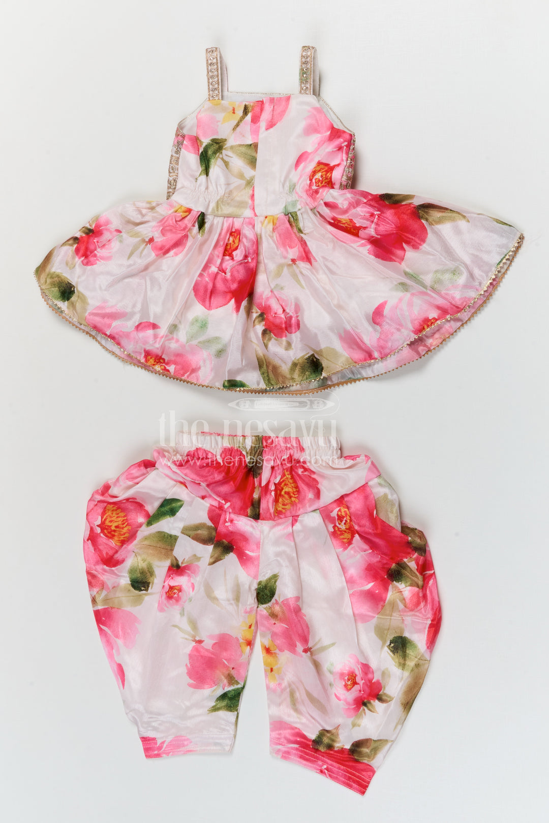 The Nesavu Girls Dothi Sets Girls Dhoti Set for Festive Occasions and Cultural Celebrations Nesavu Nesavu girls crepe silk dhoti set with embroidered yoke for festive celebrations and weddings