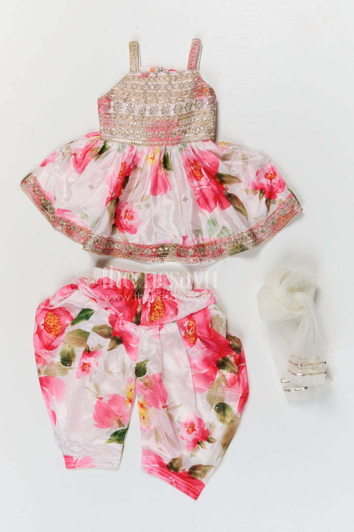 The Nesavu Girls Dothi Sets Girls Dhoti Set for Festive Occasions and Cultural Celebrations Nesavu Nesavu girls crepe silk dhoti set with embroidered yoke for festive celebrations and weddings